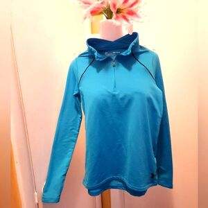 Under Armour Shirt Size YMD Medium Aqua Teal Blue Long Sleeve Pullover